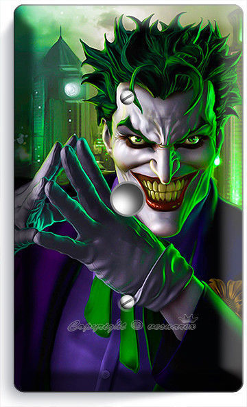THE JOKER BATMAN COMICS LIGHT DIMMER CABLE WALL PLATE COVER BOYS ROOM HOME DECOR