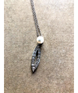 Kate Landry Sterling Necklace Cubic Zirconia Faux Pearl Necklace - $27.73 CAD