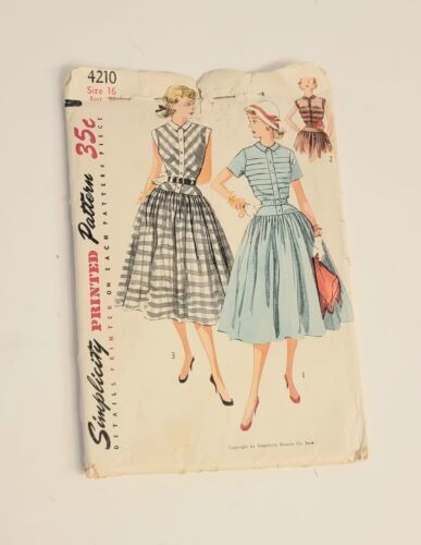 Simplicity 4210 sewing pattern, Womens dress, 1953 Vintage - £15.28 GBP