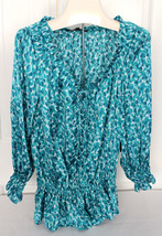 NWT Cynthia Steffe True Teal Aqua Blue White Designer Blouse Sexy Airy T... - $33.60