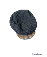 CACHCACH Gray Ribbed Fabric Newsboy Hat Lightweight Plaid Lined Elastic ... - £9.59 GBP