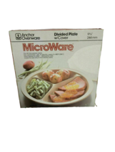 Vintage Anchor Hocking Microware Divided Plate With Cover PM486/T1 Microwave - £55.39 GBP