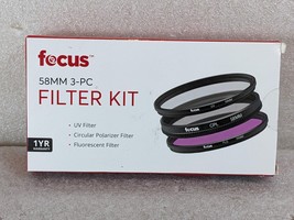 New Focus Camera 58mm 3pc UV, Circular Polarizer, Fluorescent Filter Kit... - £8.64 GBP