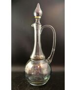 Romanian Etched Glass Decanter With Stopper, Gold Accents 16.5&quot; OBO - $817.23 MXN