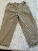 Ruby Rd. Khaki Cropped Pants with Embellished Hem Size 10 - $14.00