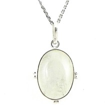 Sterling 925 Silver Women Pendant Necklace Natural Rainbow Moonstone Party Wear - £38.79 GBP