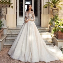Beautiful A-Line Luxury Wedding Dresses 2023 Sweetheart Long Sleeve Vestido De N - £463.04 GBP