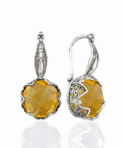 Intricate Filigree Flower Motif Citrine Gemstone Sterling Silver Woman Earrings - £40.32 GBP