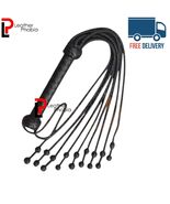 Real Cowhide Black Leather Flogger 09 Thick Tails Heavy &amp; Thuddy impact ... - $23.99