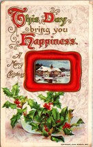 This Day Bring You Happiness A Merry Christmas 1907-15 Antique Emboss Postcard - £5.92 GBP