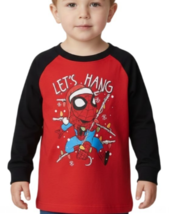 Marvel Spider-Man Christmas Shirt Boys 2T Red Black Raglan Super Hero Ad... - $12.61
