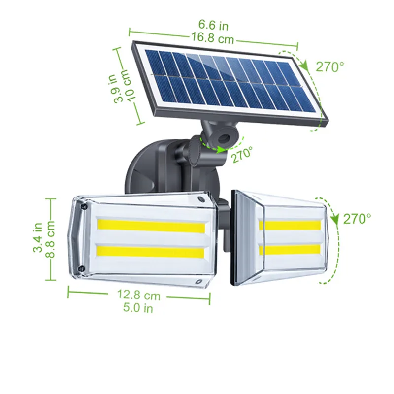 New LED Solar Light Dual Head Solar Lamp PIR Motion Sensor Spotlight Waterproof  - £92.99 GBP
