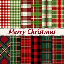 24 Sheet Christmas Pattern Paper Pack Christmas Plaid Scrapbook Specialty Paper  - £19.29 GBP