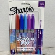 Sharpie Electro Pop Assorted Colors Fine Permanent Marker Limited Edition 5 Ct - £11.66 GBP