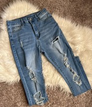 SHEIN Straight Jean Women Size S Blue High Rise Medium Wash 5-Pocket Dis... - $17.81