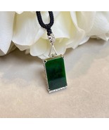 Gorgeous Green Jade, 18k White Gold Diamonds Natural Green Rectangular J... - $23,573.15 CAD