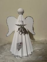 Angel Candle Holder in Rustic White Tin with Candlestick - SALE image 3