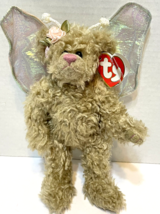 Vintage 1993 TY Rafaeila Tan Plush Stuffed Furry Angel Bear with Wings w... - $14.58