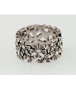 James Avery Multi Flower Sterling Silver Wide Band Ring 9 mm - $10,549.03 MXN