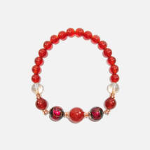 Handmade Czech Glass Beads Crystal Bracelet - Carnelian Adventures - £40.20 GBP