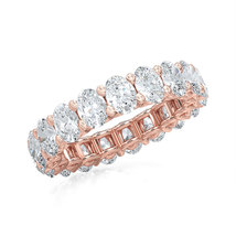 14K Rose Gold Plated Oval Cubic Zirconia Love Ring Eternity Band Size 5 - £15.74 GBP