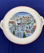 Villeroy &amp; Boch handled tray, Naif Christmas platter, holiday red trim, ... - $544.63 MXN