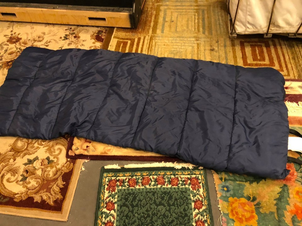 NWOTs Blue w/ Red Flannel Camping Adult Size Sleeping Bag w/ Carrying St... - $39.14