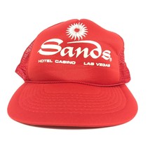 Vintage Sands Hotel Casino Las Vegas Trucker Hat Red Foam Front Gambling - £11.01 GBP