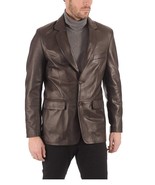 Leather Blazer Jacket Men's Coat Button Size Sport Men Soft Suit Vintage Brown 3 - $141.00 - $149.00