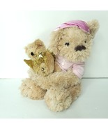 Teddy Bear Pink Headband Holding Gold Angel Baby 14&quot; Plush Stuffed Anima... - $553.43 MXN