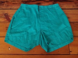 Vintage 90s McGregor Vaporwave Green Cotton Blend Flat Front Shorts L/36... - £23.58 GBP