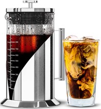 Ice Tea and Coffee Glass Pitcher - Stainless Steel Iced Coffee Maker Press - Ice - £51.14 GBP