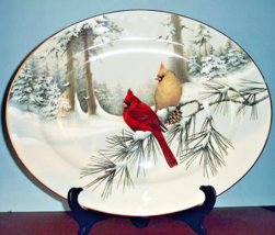 Lenox Winter Greetings Scenic Large Oval Serving Platter Cardinal USA New No Box - £136.98 GBP