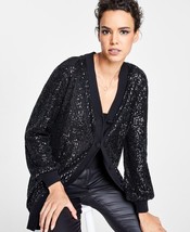 MSRP $120 Inc International Concepts Overd Sequin Cardigan Black Size Small - £18.62 GBP