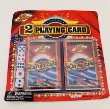 Las Vegas 2 Playing Card Set 7” x 7 1/8” *with BONUS FIVE DICE* - £7.65 GBP