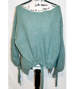 Miracle Women&#39;s Seafoam Green Blue Ribbed Knit Drawstring Waist Sweater ... - £12.65 GBP