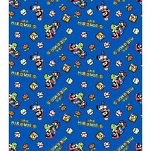 Super Mario World Nintendo Retro Toss Fat Quarter Precut Blue Cotton 18 ... - $10.53
