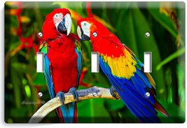 Colorful Tropical Macaw Parrots 3 Gang Light Switch Wall Plate Pet Shop Hd Decor - £16.02 GBP