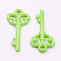 Heart Key Pendants Rainbow Skeleton Keys Green Acrylic Charms Love Jewel... - $5.20