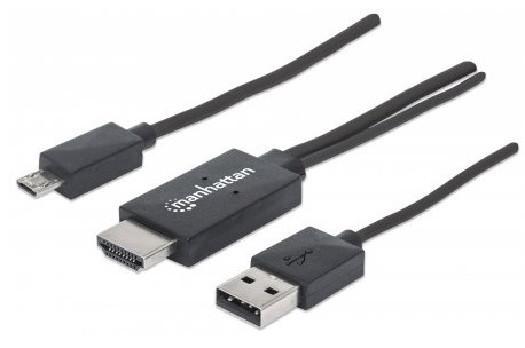 Manhattan MHL HDTV Cable - Micro-USB 11-pin to HDMI, with USB type-A Power - $28.00