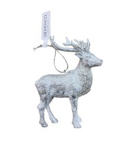 Silvestri  Silvered White Deer Buck Christmas Ornament Hanging 4.5 inch - £10.20 GBP