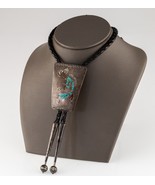 Sterling Silver Kokopelli Turquoise and Coral Inlay Bolo Tie w/ Braided ... - €334,96 EUR