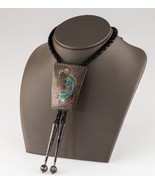 Sterling Silver Kokopelli Turquoise and Coral Inlay Bolo Tie w/ Braided ... - £280.25 GBP