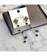 New Mia Collection Blue/Black Dangling Gold Colored Earrings - £5.97 GBP