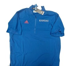 Adidas NCAA Kansas Jayhawks 1/4 Zip Short Sleeve Shirt Mens Large KU Royal Blue - £32.02 GBP