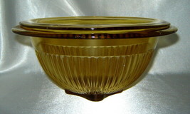 Lot (2) FEDERAL GLASS Amber Depression Ribbed Mixing / Serving Bowls - £9.16 GBP