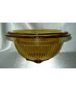 Lot (2) FEDERAL GLASS Amber Depression Ribbed Mixing / Serving Bowls - £9.17 GBP