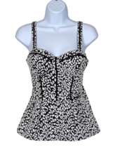 Guess Size S Women&#39;s Peplum Corset Style Top Black &amp; White Animal Print - £15.51 GBP