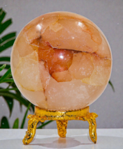 A+ Red HEMATOID Quartz Crystal Sphere Healing Metaphysical Stone Decor G... - $53.70