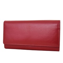 DR428 Women&#39;s Envelope Style Leather Purse Red - £25.69 GBP